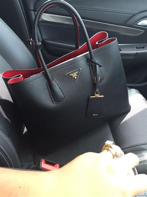 prada red and black purse|Prada purse red inside.